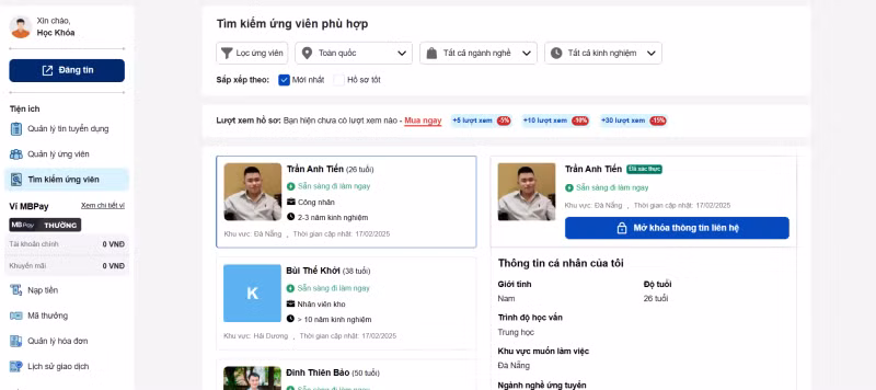Nhà tuyển dụng cũng có thể nhanh chóng duyệt hồ sơ và kết nối với ứng viên