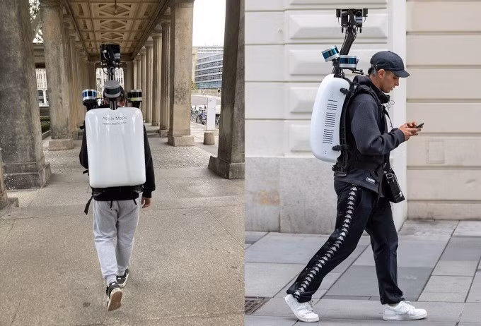 Ba lô chứa hệ thống chụp ảnh của Apple Maps cho các khu vực xe không thể tiếp cận. Ảnh: Mussi Katz/Malaymail