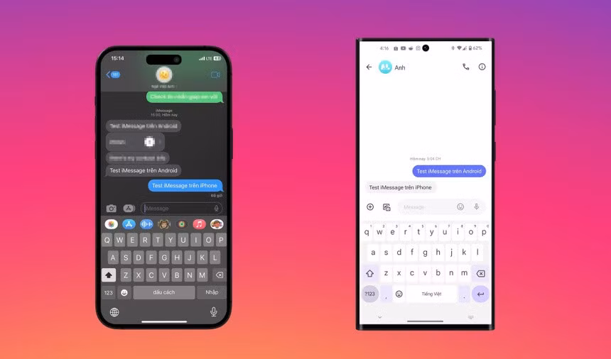Beeper giúp người dùng smartphone Android và iOS có thể nhắn tin trên iMessage với nhau mà không bị hiện tượng bong bóng xanh lá. Ảnh: Việt Anh.