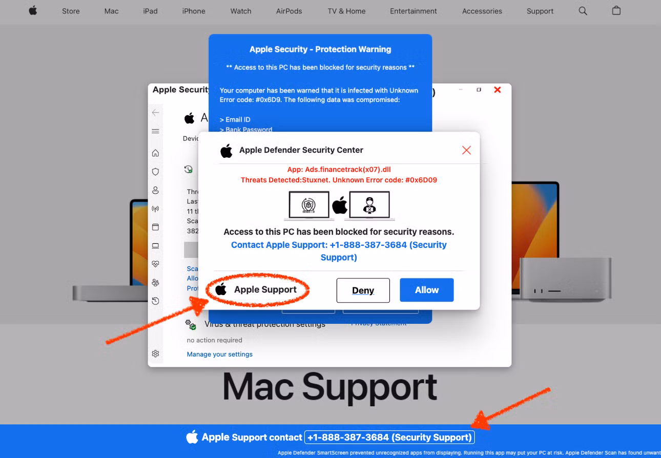 Một trang web giả mạo của Apple. Ảnh: Lean Media