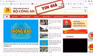 Phát hiện "website Bộ công an" giả nhằm chiếm đoạt tài sản