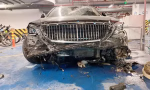 Người lái Mercedes Maybach tông loạt xe trong hầm là bảo vệ tòa nhà
