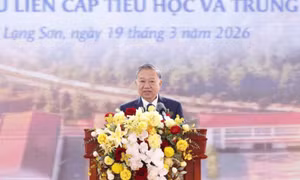 Tổng Bí thư Tô Lâm dự lễ khởi công đồng loạt 121 trường phổ thông nội trú liên cấp biên giới