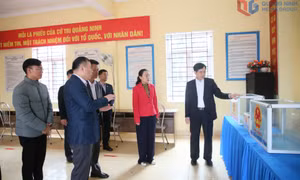 Phó Bí thư Tỉnh uỷ, Chủ tịch Uỷ ban MTTQ tỉnh Vũ Quyết Tiến kiểm tra công tác chuẩn bị bầu cử tại đặc khu Cô Tô