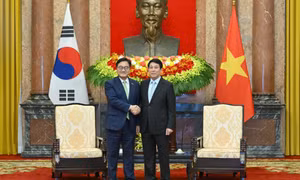 Chủ tịch nước Lương Cường hội kiến Chủ tịch Quốc hội Hàn Quốc Woo Won Shik