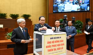 Đại biểu Quốc hội quyên góp ủng hộ đồng bào vùng thiên tai, bão lũ