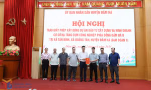 Trao giấy phép xây dựng Dự án Cụm công nghiệp phía Đông Đầm Hà B