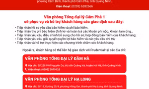 Công ty TNHH Bảo hiểm nhân thọ Prudential Việt Nam trân trọng thông báo: Văn phòng Tổng đại lý Cẩm Phả 1 chính thức hoạt động từ ngày 02/06/2025