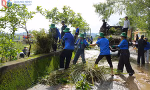 Xã Hoành Mô (Việt Nam) với trấn Động Trung (Trung Quốc) phối hợp phát quang khu vực sông biên giới