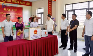 Đồng chí Phó Bí thư Tỉnh ủy, Chủ tịch Ủy ban MTTQ tỉnh Vũ Quyết Tiến kiểm tra công tác chuẩn bị bầu cử tại các phường Đông Mai, Tuần Châu, Hạ Long