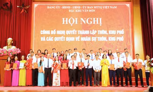 Đặc khu Vân Đồn, phường Hà Lầm, xã Bình Liêu: Công bố quyết định sắp xếp, thành lập các thôn, khu phố và công tác cán bộ