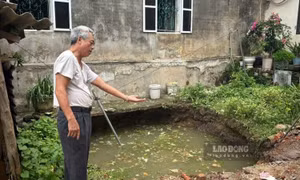 Hố sụt lún bất ngờ xuất hiện giữa khu dân cư tại Thái Nguyên