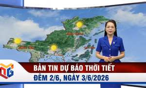 Dự báo thời tiết đêm 2, ngày 3/6/2026