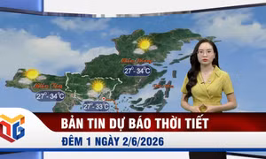 Dự báo thời tiết đêm 1, ngày 2/6/2026
