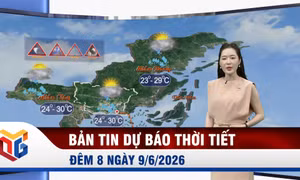 Dự báo thời tiết đêm 8, ngày 9/6/2026