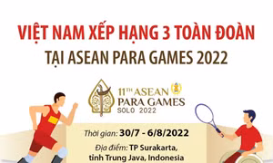 Việt Nam xếp hạng 3 toàn đoàn tại ASEAN Para Games 2022