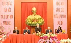 Tổng Bí thư Nguyễn Phú Trọng chúc Tết các đồng chí lãnh đạo, nguyên lãnh đạo Đảng, Nhà nước