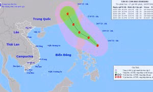 Bão Doksuri giật trên cấp 17 ở vùng biển phía đông Philippines
