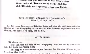 Hợp nhất tỉnh Hải Ninh và khu Hồng Quảng thành tỉnh Quảng Ninh