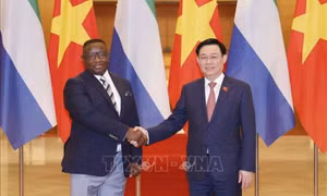 Chủ tịch Quốc hội Vương Đình Huệ hội kiến Tổng thống nước Cộng hòa Sierra Leone
