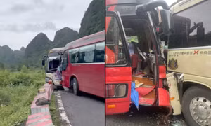 Hai xe khách đối đầu trên đường xuyên đảo Cát Bà, nhiều người thương vong