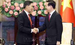 Chủ tịch nước tiếp Đoàn đại biểu Trung ương Mặt trận Lào xây dựng đất nước