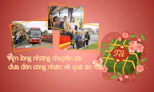 Ấm lòng những chuyến xe đưa đón công nhân về quê ăn Tết