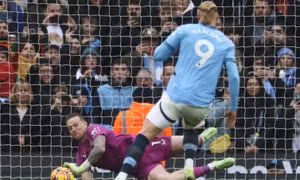 Haaland đá hỏng phạt đền trong trận hòa của Man City