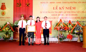 Phường Yên Thanh (TP Uông Bí) đón nhận Huân chương Lao động hạng Ba, tháng 8-2019