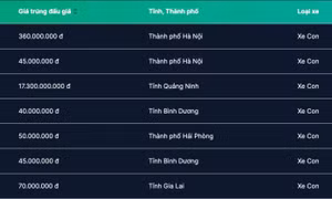 Biển số ô tô 14A-888.88 trúng đấu giá 17,3 tỷ đồng sau khi bị bỏ cọc ở phiên chốt gần 22 tỷ 