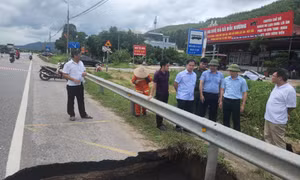 Đã khắc phục xong sự cố sụt lún trên QL18A