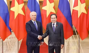 Chủ tịch Quốc hội Trần Thanh Mẫn hội đàm với Chủ tịch Duma Quốc gia Nga Vyacheslav Volodin