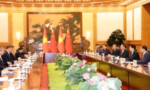 Chủ tịch nước Lương Cường hội đàm với Tổng Bí thư, Chủ tịch nước Trung Quốc Tập Cận Bình