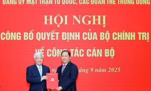 Bộ Chính trị phân công, chỉ định thêm một Phó Bí thư Đảng ủy Mặt trận Tổ quốc, các đoàn thể Trung ương