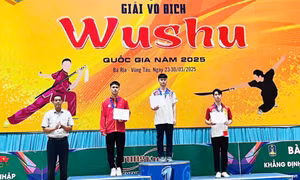 VĐV Tiêu biểu Vùng mỏ Vũ Văn Tuấn giành 2 HCV tại Giải Vô địch Wushu Quốc gia 2025