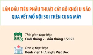 Lần đầu tiên phẫu thuật cắt bỏ khối u não qua vết mổ nội soi trên cung mày