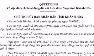 Đình chỉ hoạt động Liên đoàn Yoga tỉnh Khánh Hòa