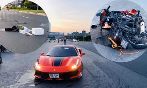 Siêu xe Ferrari 488 va chạm với xe máy tại Hà Nội, 1 người tử vong tại chỗ