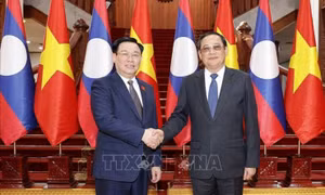 Chủ tịch Quốc hội Vương Đình Huệ hội kiến Thủ tướng Chính phủ Lào