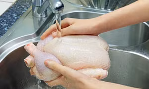 Rửa thịt gà sống trực tiếp dưới vòi nước đúng hay sai?