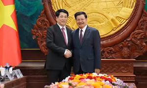 Chủ tịch nước Lương Cường hội đàm với Tổng Bí thư, Chủ tịch nước Lào Thongloun Sisoulith