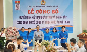 Liên đoàn Lao động huyện Hải Hà tổ chức lễ công bố thành lập Công đoàn Công ty TNHH Phúc Ân Việt Nam