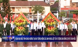 Đoàn đại biểu tỉnh dâng hương tại Đài tưởng niệm các Anh hùng liệt sĩ và Tượng đài đồng chí Vũ Văn Hiếu