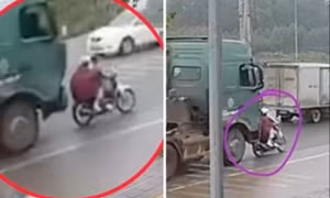 Xe đầu kéo đâm xe máy đi phía trước, 1 người tử vong, 1 người bị thương