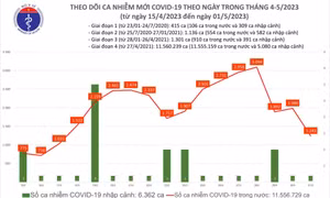 Có 1.243 ca COVID-19 mới, 123 bệnh nhân thở oxy trong ngày nghỉ lễ 1/5