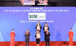 BIM Land lần thứ 4 liên tiếp đạt Top 10 chủ đầu tư bất động sản Việt Nam uy tín