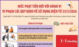 Mức phạt tiền đối với hành vi vi phạm các quy định về sử dụng điện từ 25/5/2026