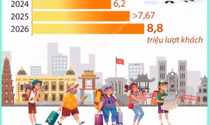 Khách quốc tế đến Việt Nam đạt 8,8 triệu lượt người