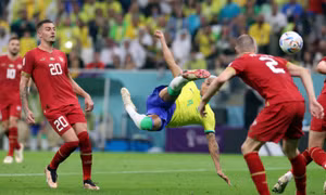 Brazil thắng Serbia nhờ siêu phẩm