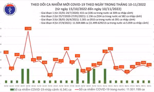 Ngày 10/11: Có 416 ca COVID-19 mới, 57 bệnh nhân nặng đang điều trị